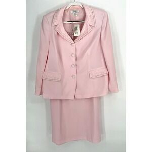 NWT Emily Skirt Suit Jacket(22W) Skirt(20)Pink Sequin Bead Trim Lined Wedding